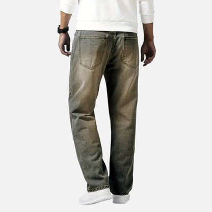 Relaxed straight-leg denim jeans with exposed seams for men | Kellan