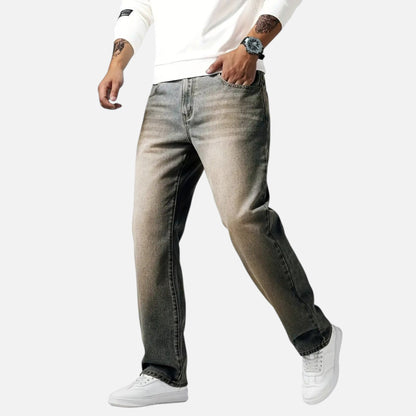 Relaxed straight-leg denim jeans with exposed seams for men | Kellan