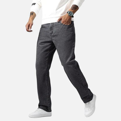 Relaxed straight-leg denim jeans with exposed seams for men | Kellan