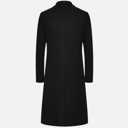 Knee-length single-breasted coat with notched lapel for men | Dorian