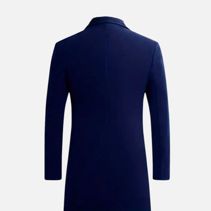 Knee-length single-breasted coat with notched lapel for men | Dorian