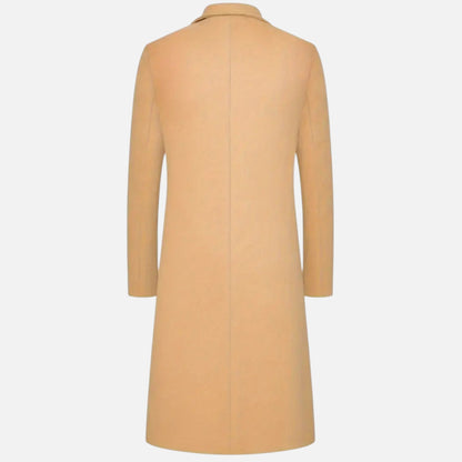 Knee-length single-breasted coat with notched lapel for men | Dorian