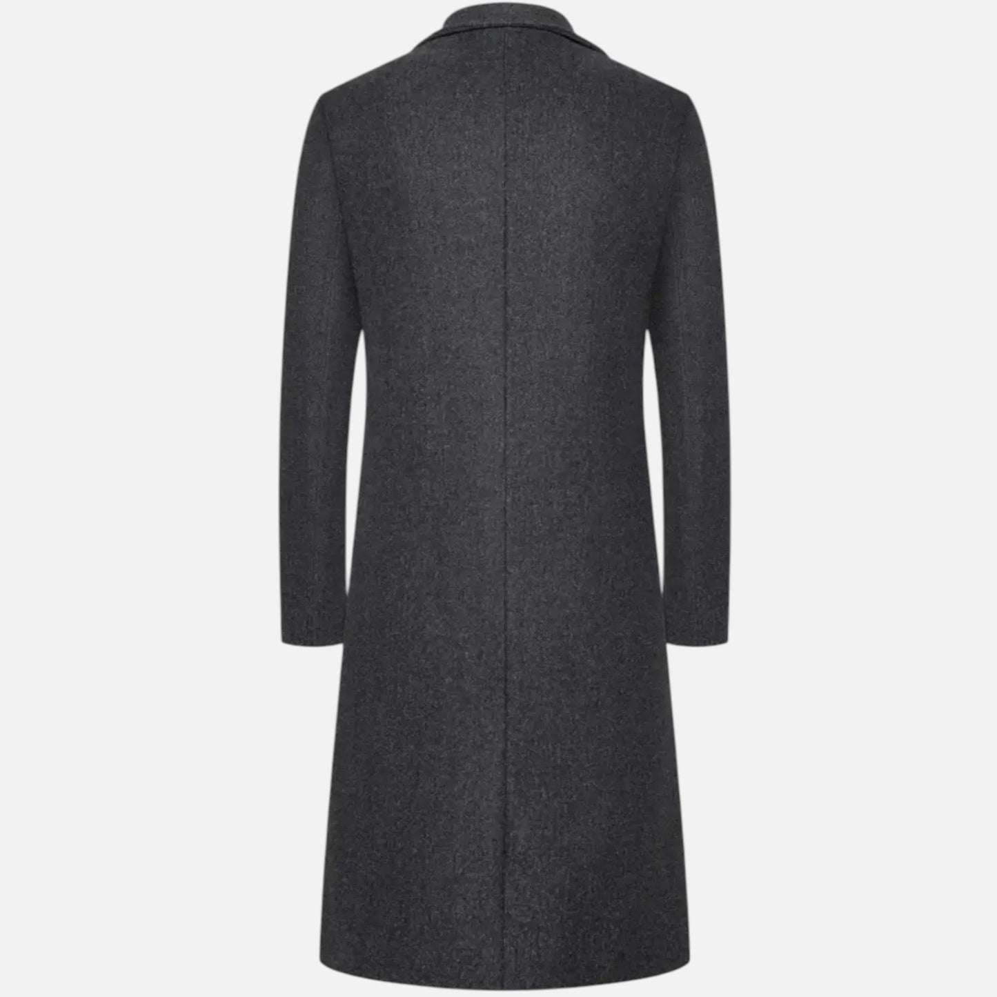 Knee-length single-breasted coat with notched lapel for men | Dorian