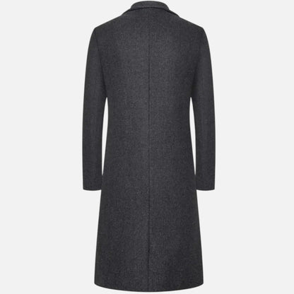 Knee-length single-breasted coat with notched lapel for men | Dorian