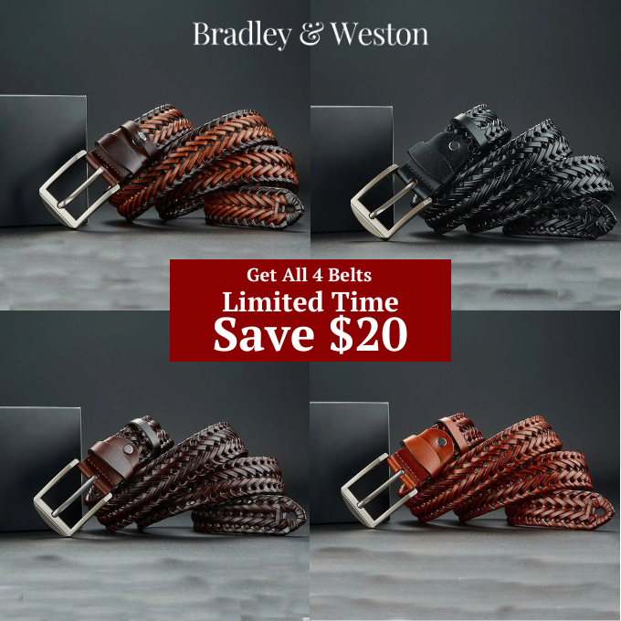 Classic braided cowhide leather belt for men | Legacy -16