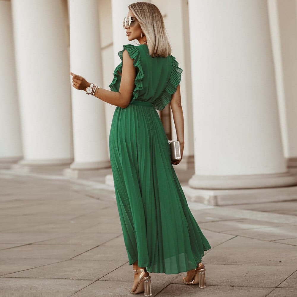 Sleeveless bodycon dress with pleated skirt for women | Seraphine