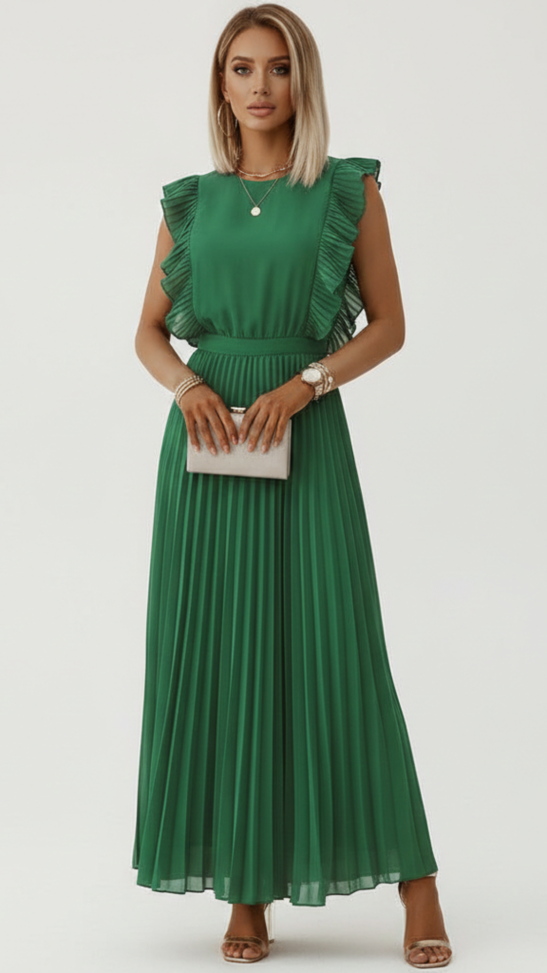Sleeveless bodycon dress with pleated skirt for women | Seraphine