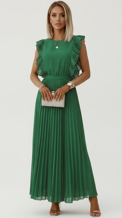 Sleeveless bodycon dress with pleated skirt for women | Seraphine