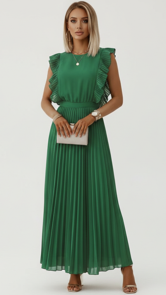 Sleeveless bodycon dress with pleated skirt for women | Seraphine