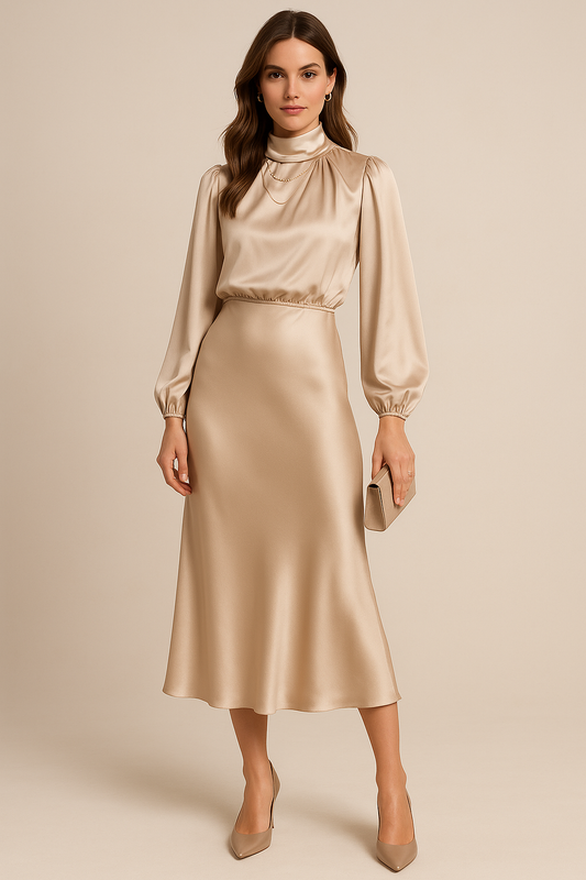 Casual Elegant Midi Dress Flowing Silhouette for women | Rosalie