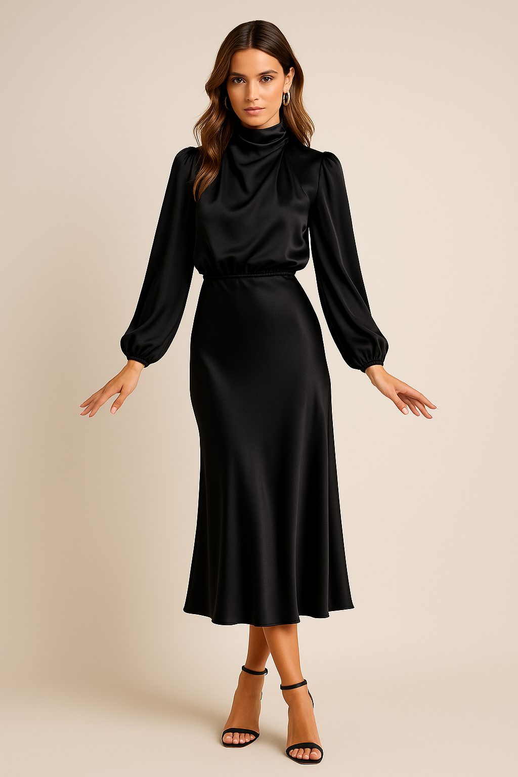 Casual Elegant Midi Dress Flowing Silhouette for women | Rosalie