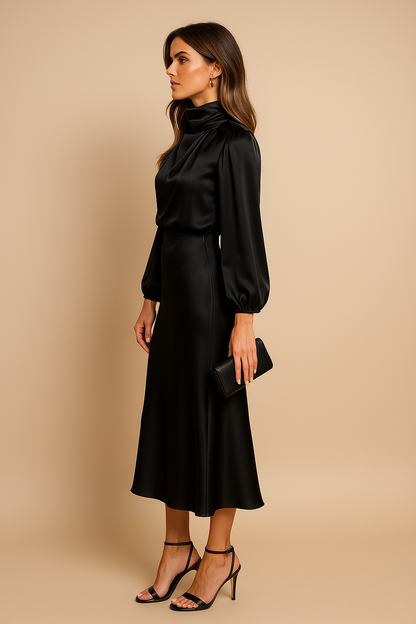 Casual Elegant Midi Dress Flowing Silhouette for women | Rosalie