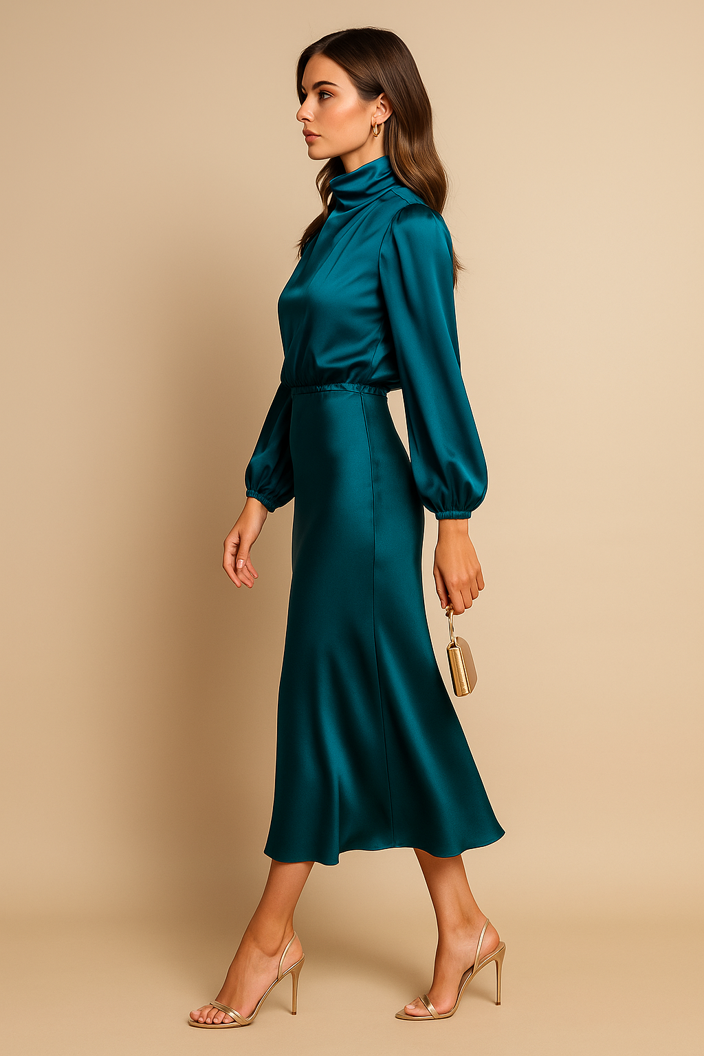 Casual Elegant Midi Dress Flowing Silhouette for women | Rosalie