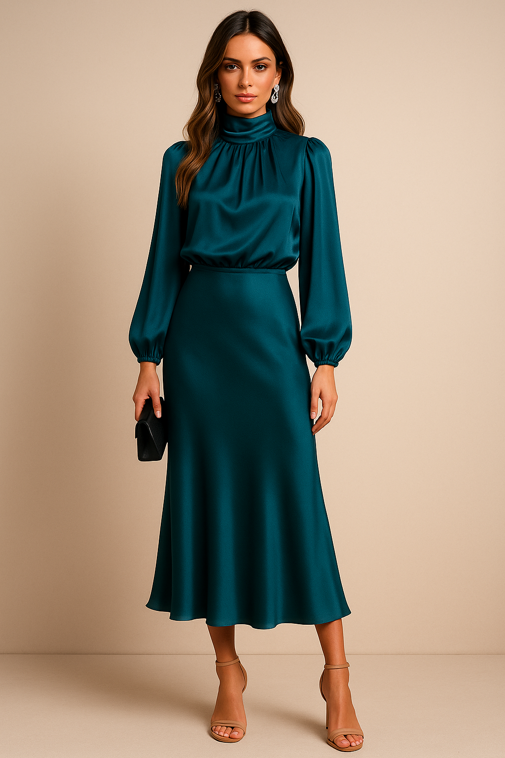 Casual Elegant Midi Dress Flowing Silhouette for women | Rosalie