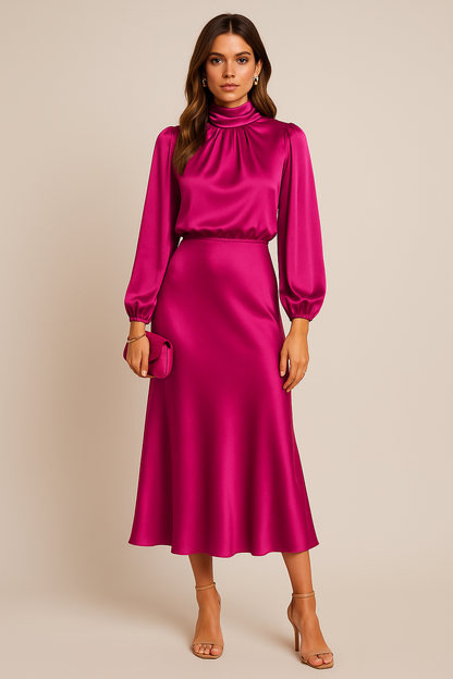 Casual Elegant Midi Dress Flowing Silhouette for women | Rosalie