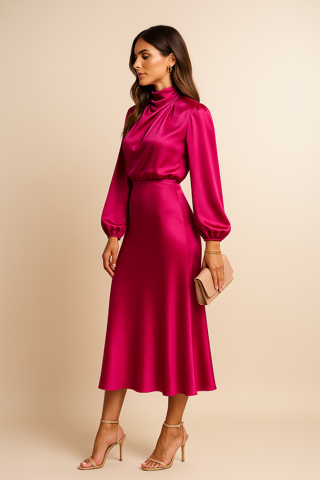 Casual Elegant Midi Dress Flowing Silhouette for women | Rosalie