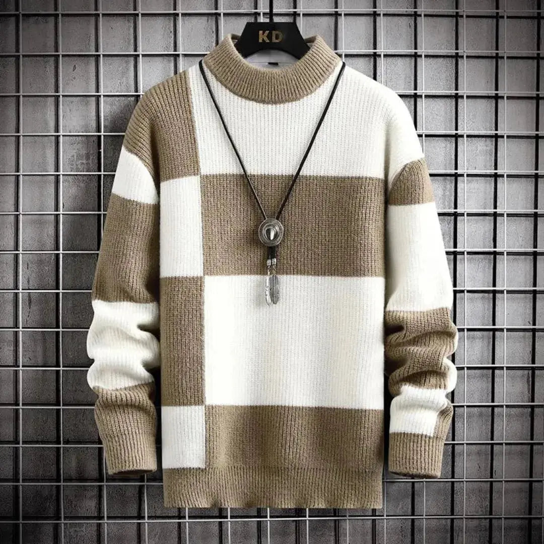 Monochrome crewneck knit sweater for men | Apollo -1