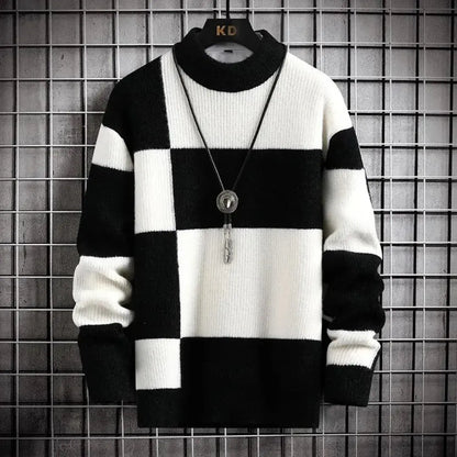 Monochrome crewneck knit sweater for men | Apollo -3