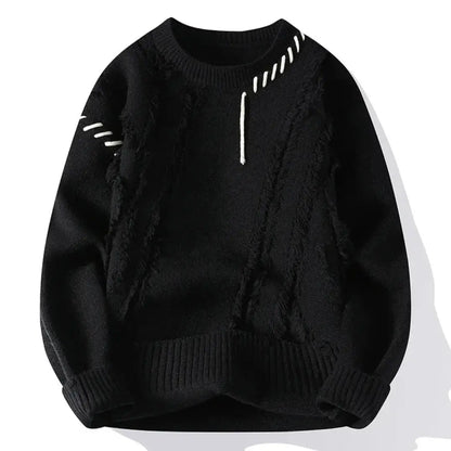 Artisan textured crewneck knit sweater for men | Apollo -5