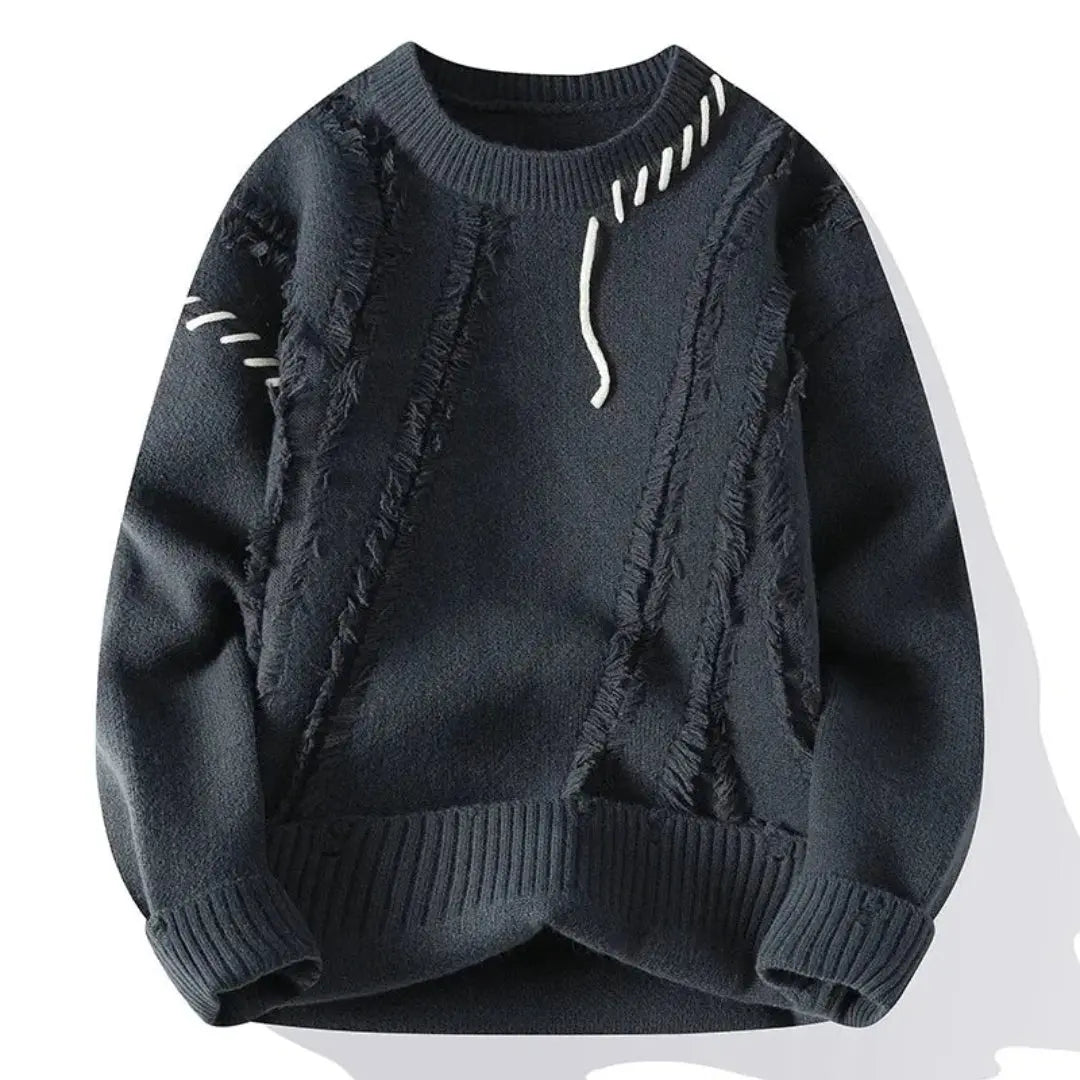 Artisan textured crewneck knit sweater for men | Apollo -4