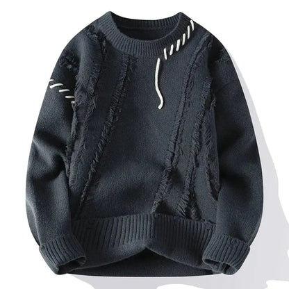 Artisan textured crewneck knit sweater for men | Apollo -4