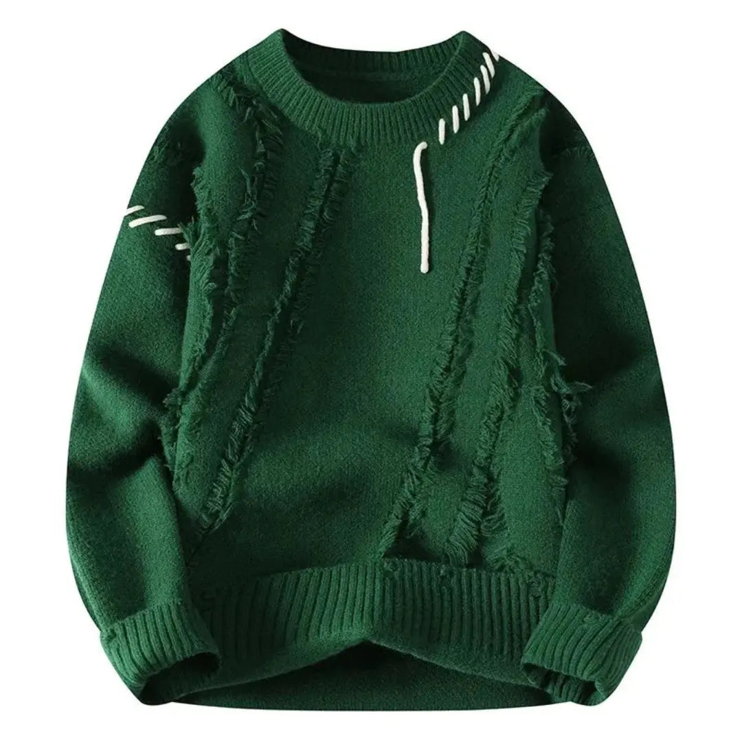Artisan textured crewneck knit sweater for men | Apollo -2