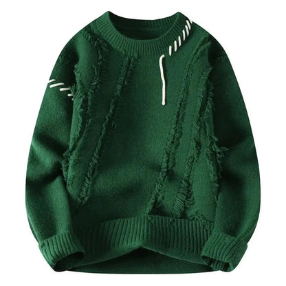 Artisan textured crewneck knit sweater for men | Apollo -2