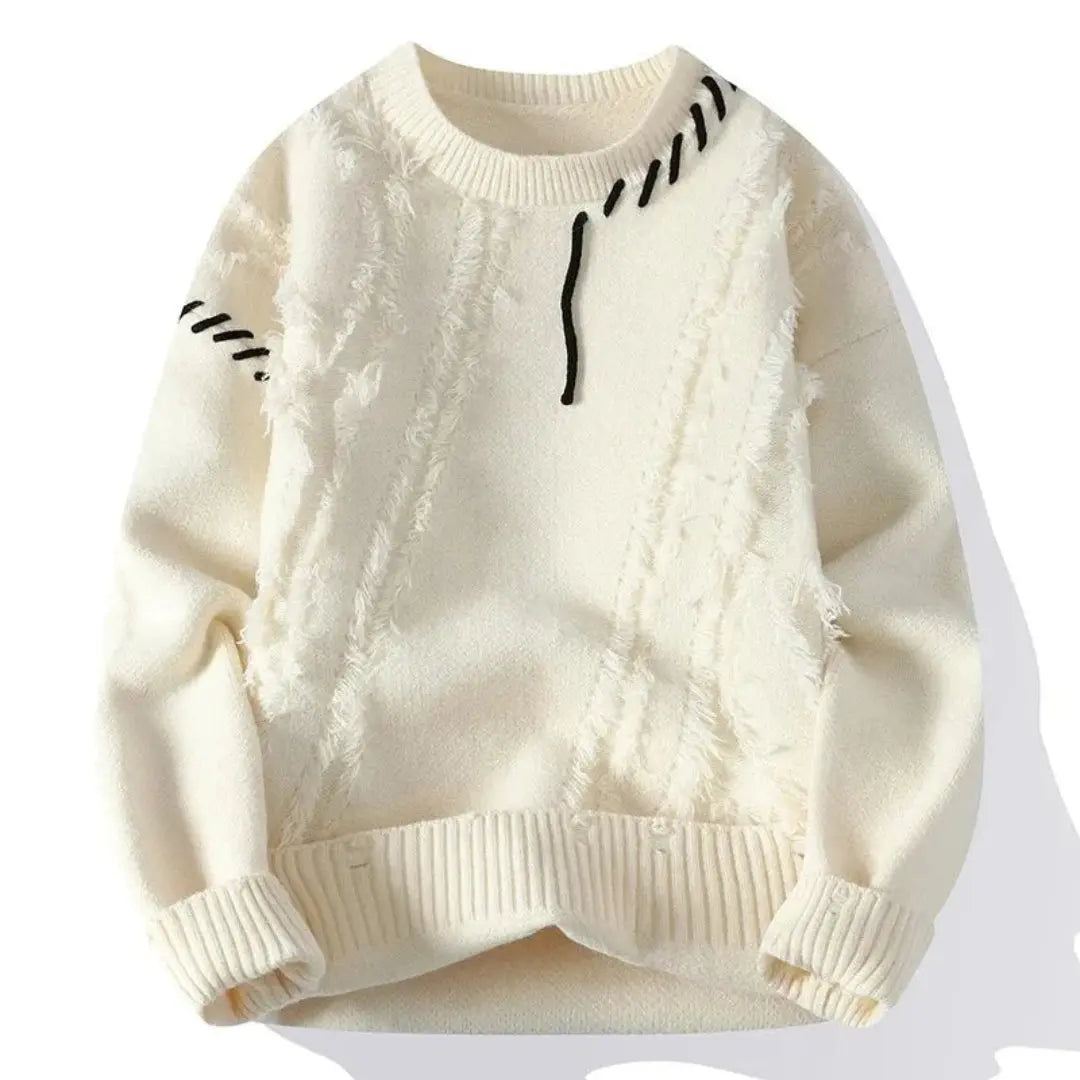 Artisan textured crewneck knit sweater for men | Apollo -1