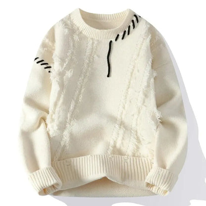 Artisan textured crewneck knit sweater for men | Apollo -1