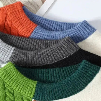 Bold patchwork crewneck knit sweater for men | Apollo -5