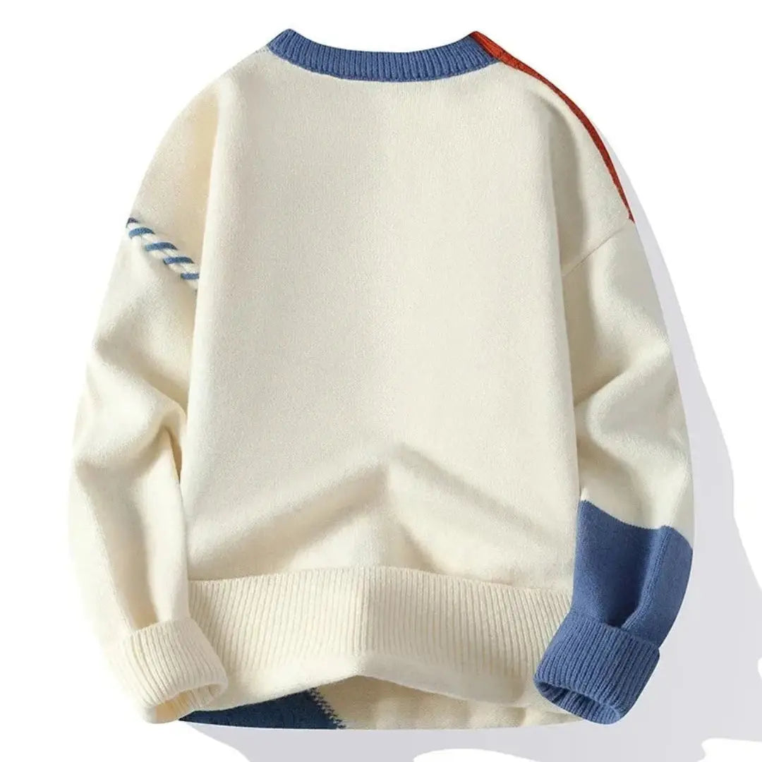 Bold patchwork crewneck knit sweater for men | Apollo -2