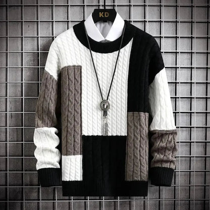 Elegant regal-weave crewneck knit sweater for men | Apollo -3