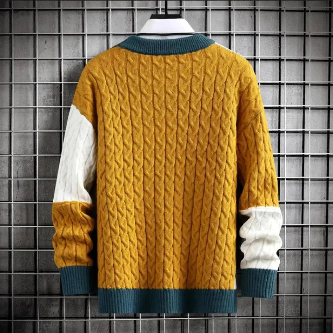 Elegant regal-weave crewneck knit sweater for men | Apollo -2