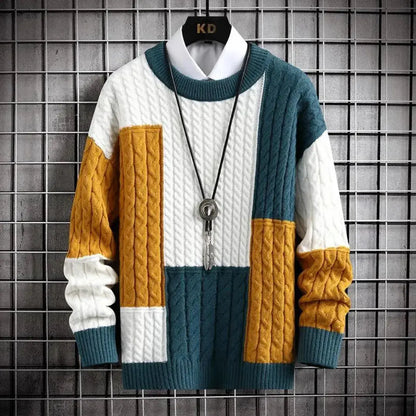 Elegant regal-weave crewneck knit sweater for men | Apollo -1