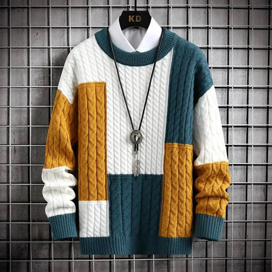 Elegant regal-weave crewneck knit sweater for men | Apollo -1