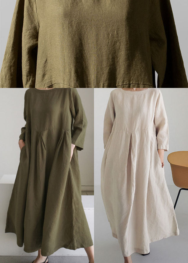Casual patchwork cotton pocket dress for women -3