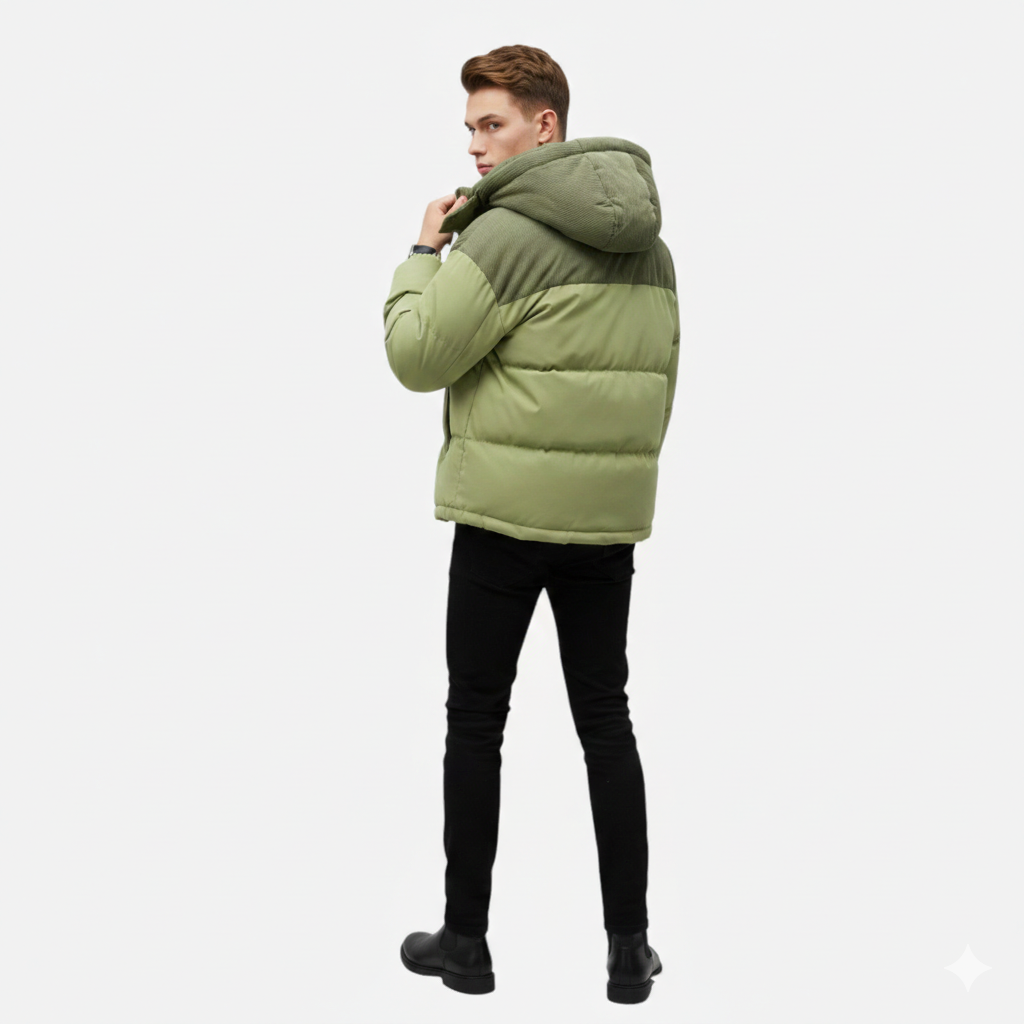Colour-block hooded jacket with detachable hood for men | Archer
