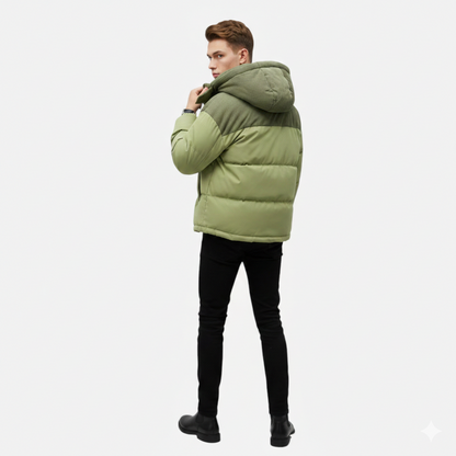 Colour-block hooded jacket with detachable hood for men | Archer