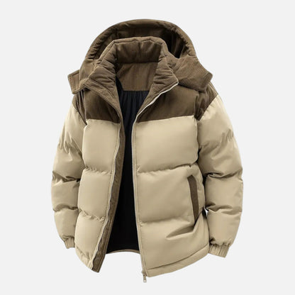 Colour-block hooded jacket with detachable hood for men | Archer