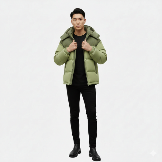 Colour-block hooded jacket with detachable hood for men | Archer