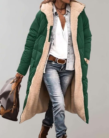 Relaxed quilted hooded full-length puffer for women -5
