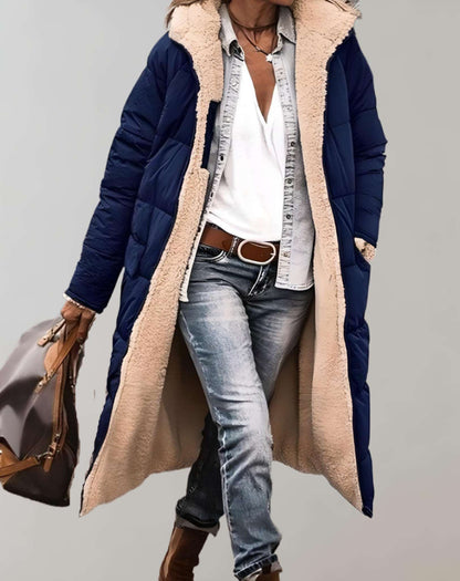 Relaxed quilted hooded full-length puffer for women -4