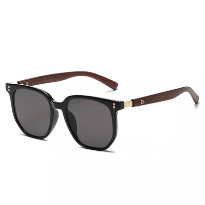 Classic frame sunglasses with handcrafted wood arms for men | Bravon