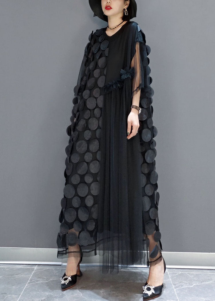 Asymmetric half-sleeve tulle party dress for women -7