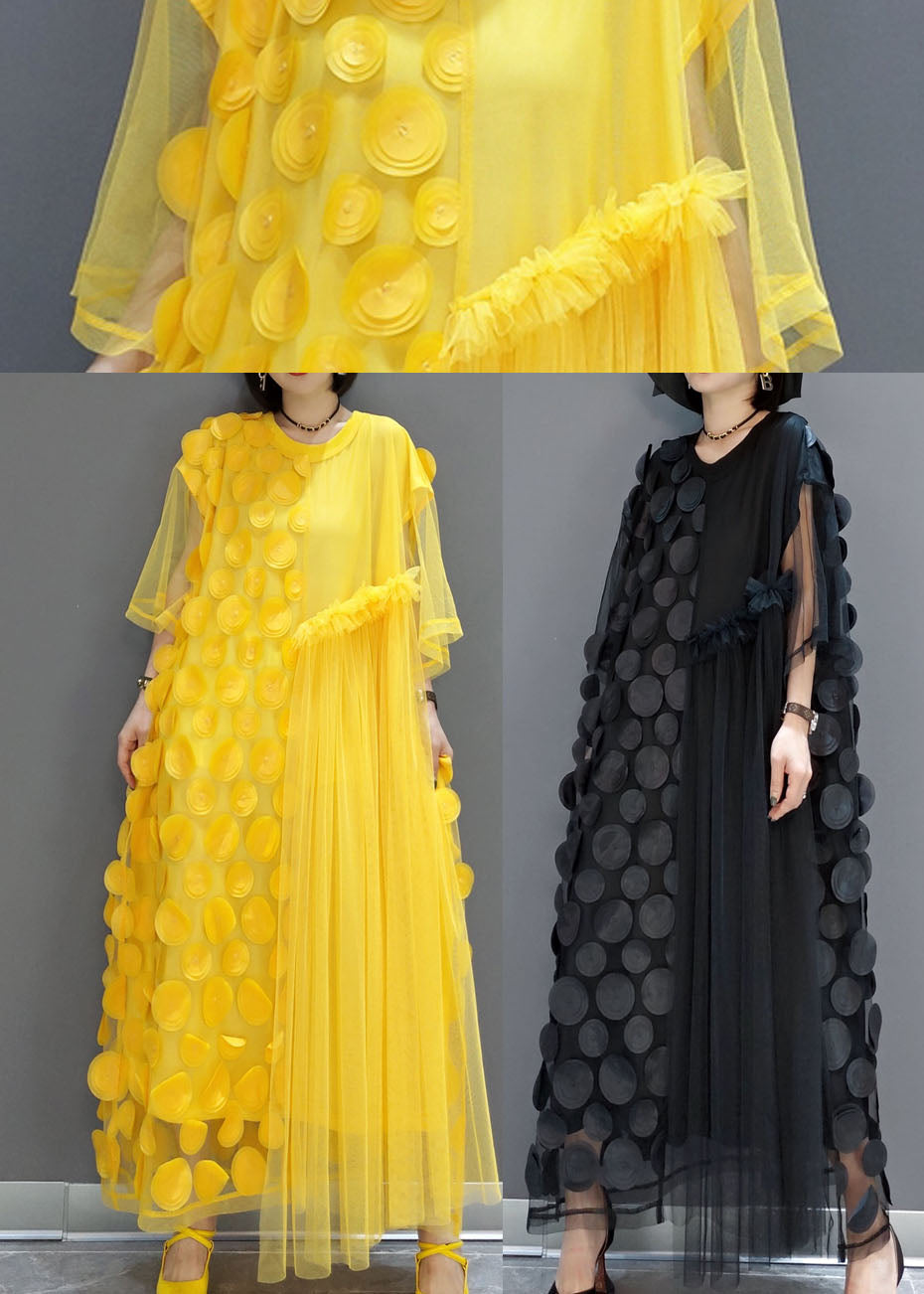 Asymmetric half-sleeve tulle party dress for women -4