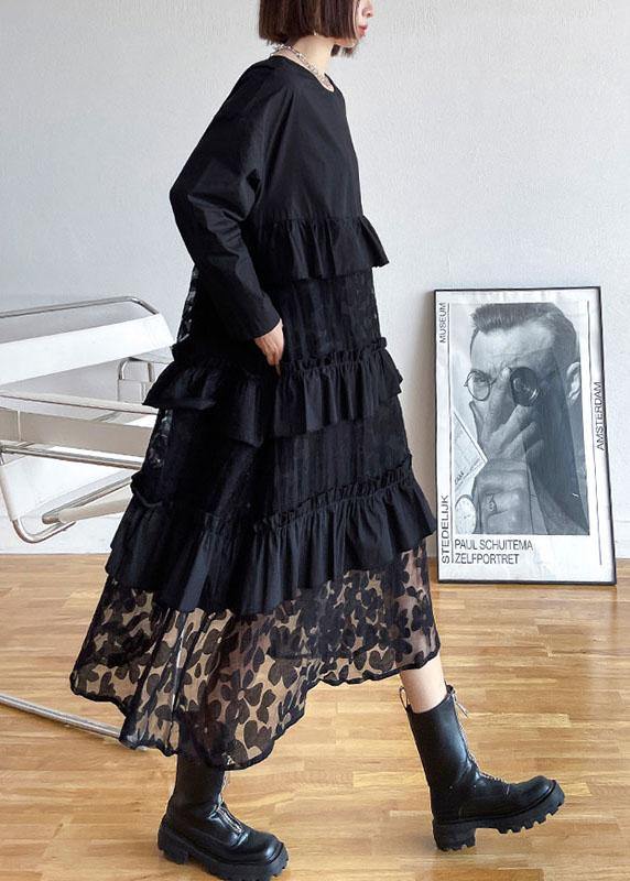 Bohemian ruffled long-sleeve midi dress for women -2