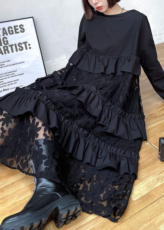 Bohemian ruffled long-sleeve midi dress for women -1