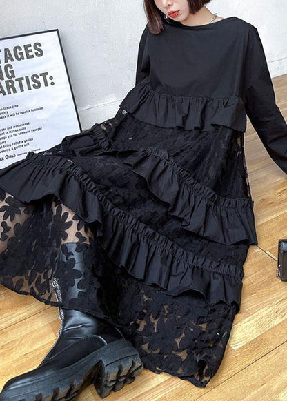 Bohemian ruffled long-sleeve midi dress for women -1
