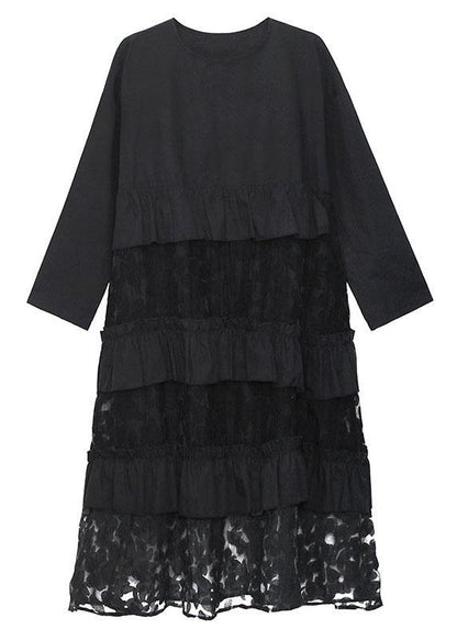 Bohemian ruffled long-sleeve midi dress for women -4