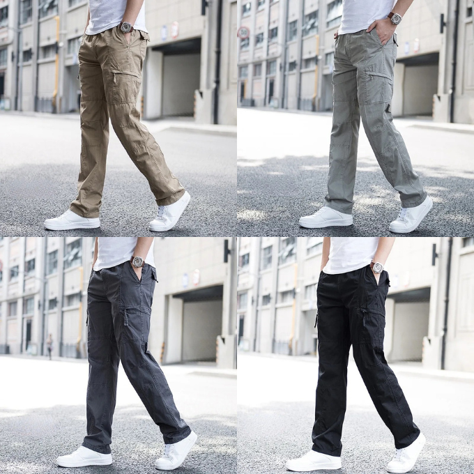 Relaxed stretch organic cotton cargo trousers for men | Hampton -13